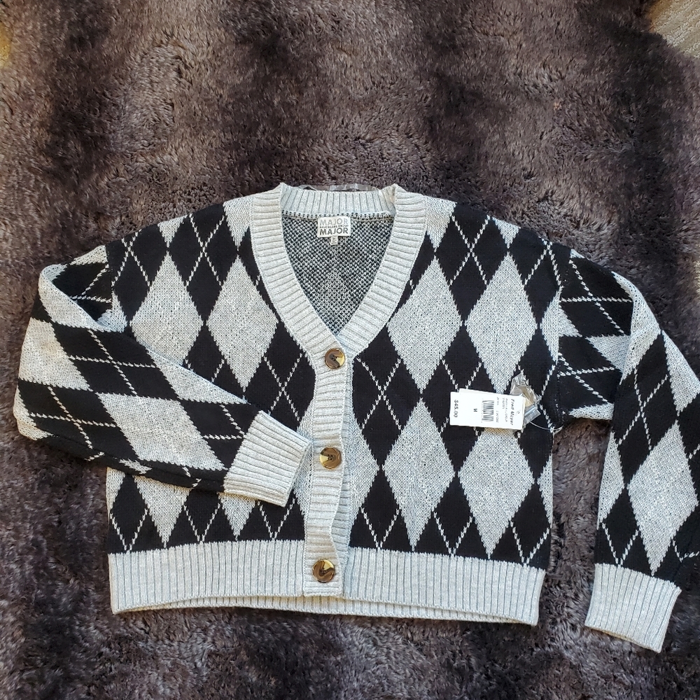 Major label plaid‎ cardigan